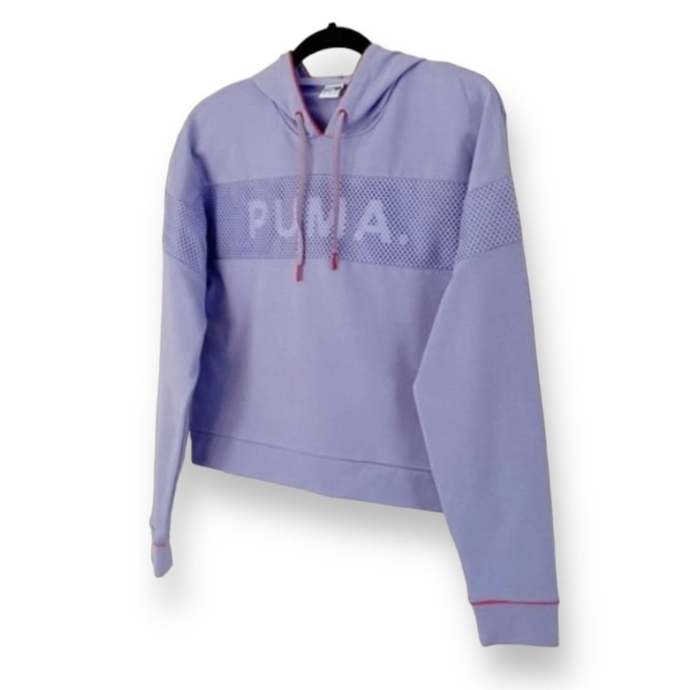 PUMA Lavender Cropped Terry Hoodie - Lightweight Spring Athleisure - Small NWT - Picture 7 of 14